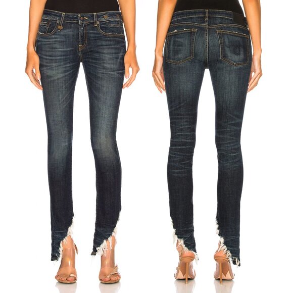 R13 Kate Skinny Jean Howell Indigo Angled Fray Hem Size 28 NEW NWT